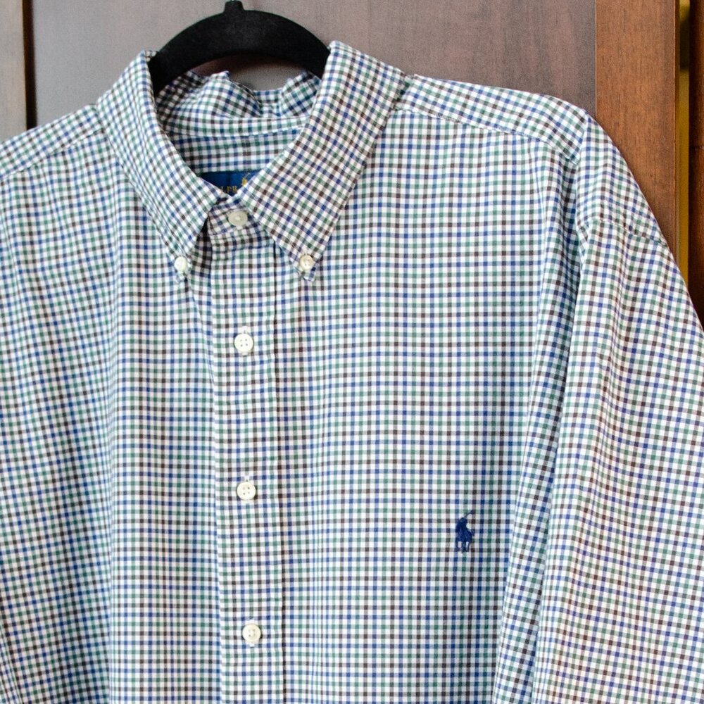 Ralph Lauren Button-Down Shirt 2XB – Green/Blue Plaid